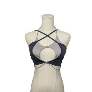 ✨SOLD✨Two Tone Gray Strappy Top